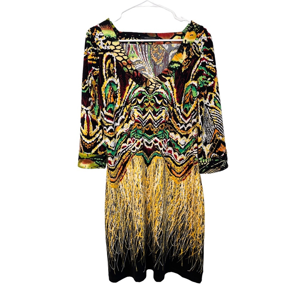 BCBGMaxAzria Dress Abstract Pattern  3/4 Sleeves XL NEW